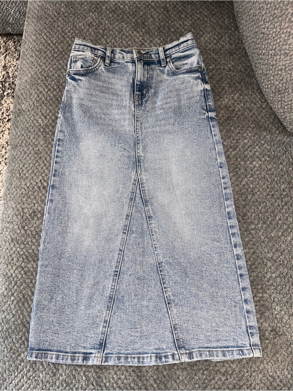 art class Light Wash Denim long Skirt - Pale Blue